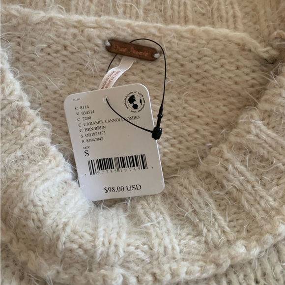 Free People Snowbird Sweater In Carmel Cannoli NWT - Picture 7 of 8
